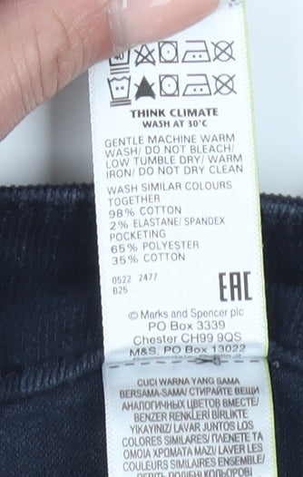 Marks and Spencer Women's Blue Corduroy Trousers - Size 16