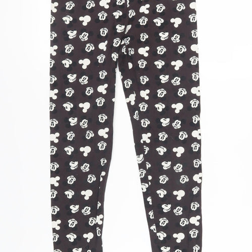 Disney Girls Black Mickey Leggings 12-13 Years Ankle-Length