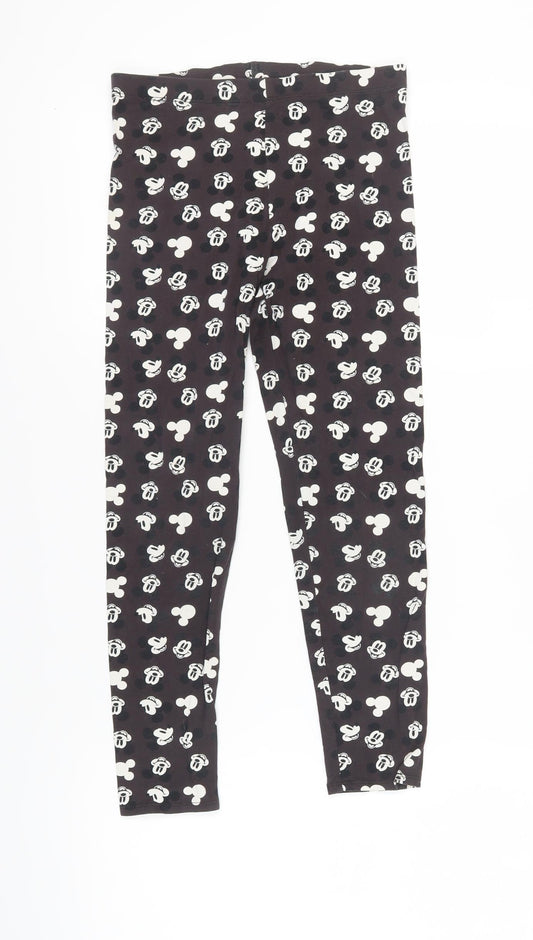 Front view of Disney girls’ black mickey leggings 12-13 years ankle-length