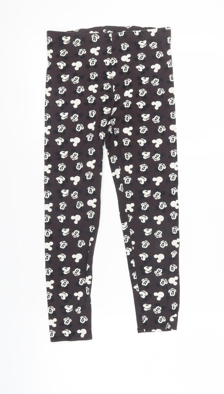 Disney Girls Black Mickey Leggings 12-13 Years Ankle-Length