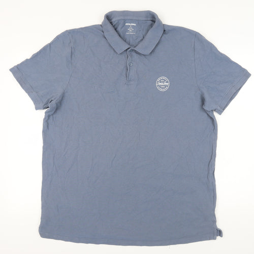 Jack & Jones Men's 2XL Blue Cotton Polo