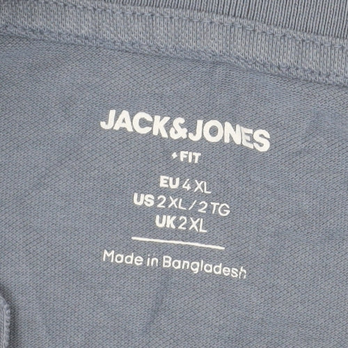 Jack & Jones Men's 2XL Blue Cotton Polo