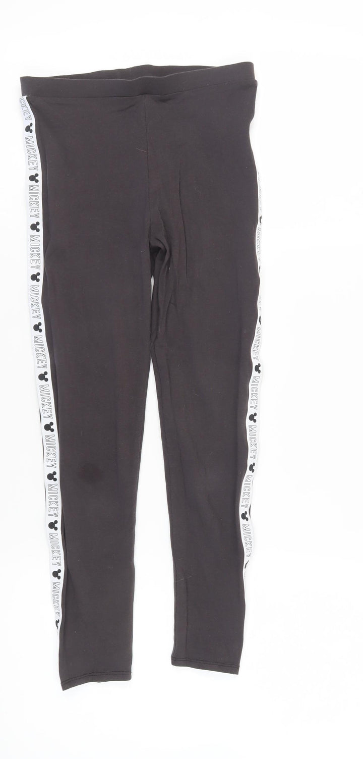 George Girls Black Ankle Leggings 12-13 Years Cartoon Mickey