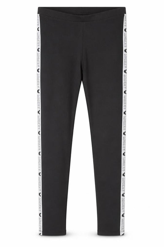 Front view of George girls’ black ankle leggings 12-13 years cartoon mickey