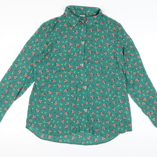 Mickey Green Button-Up Shirt, Size 16, Women's Casual Wear