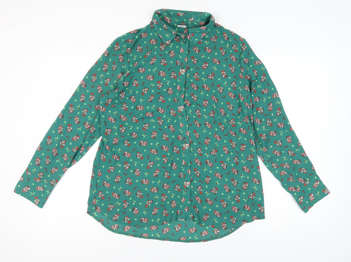 Mickey Green Button-Up Shirt, Size 16, Women's Casual Wear