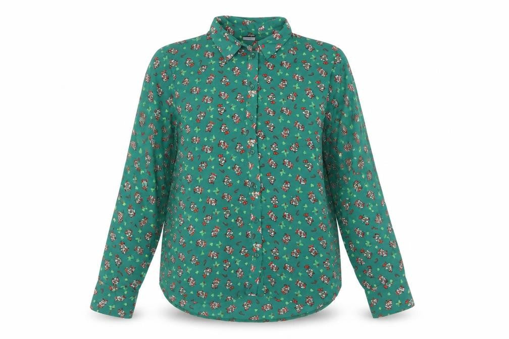 Mickey Green Button-Up Shirt, Size 16, Women's Casual Wear
