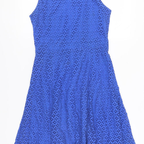 Wallis Blue Lace Fit & Flare Dress Women Size 10