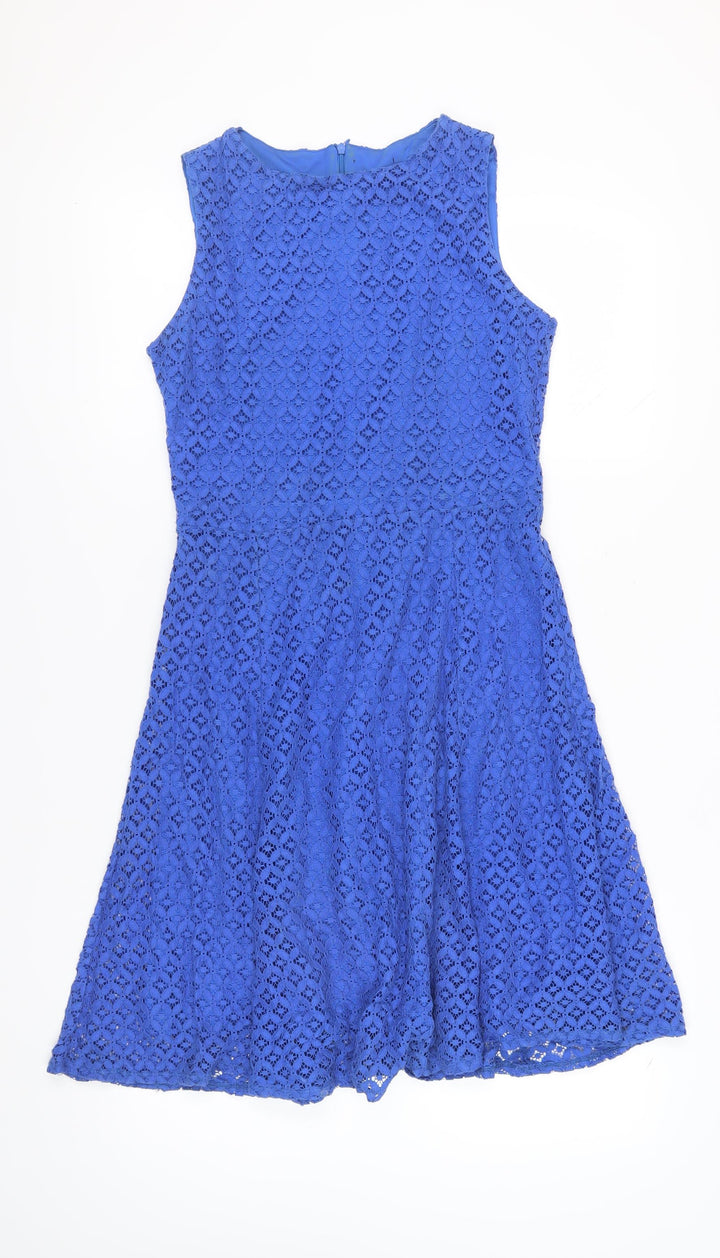 Wallis Blue Lace Fit & Flare Dress Women Size 10