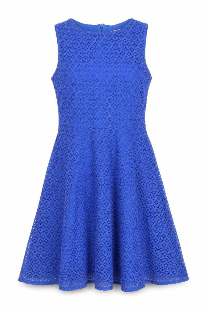 Wallis Blue Lace Fit & Flare Dress Women Size 10