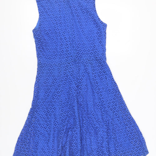 Wallis Blue Lace Fit & Flare Dress Women Size 10