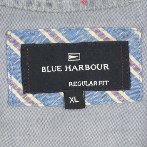 Marks and Spencer Men's Blue Striped XL Shirt