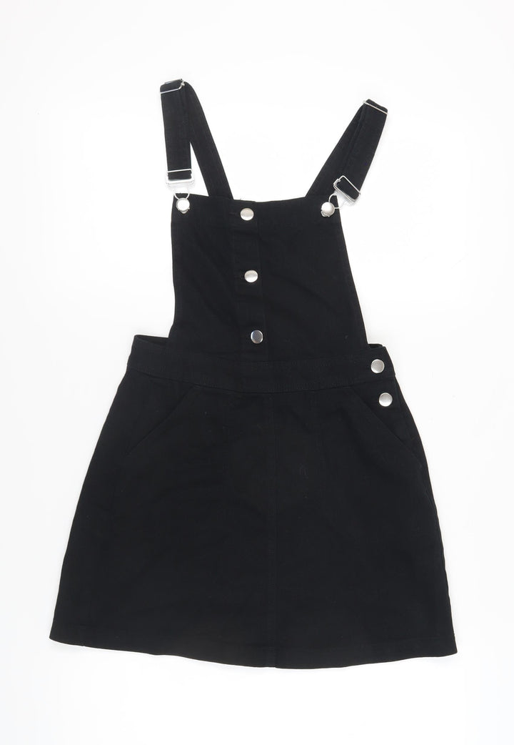 H&M Women Black Pinafore Dress Size 8 Casual