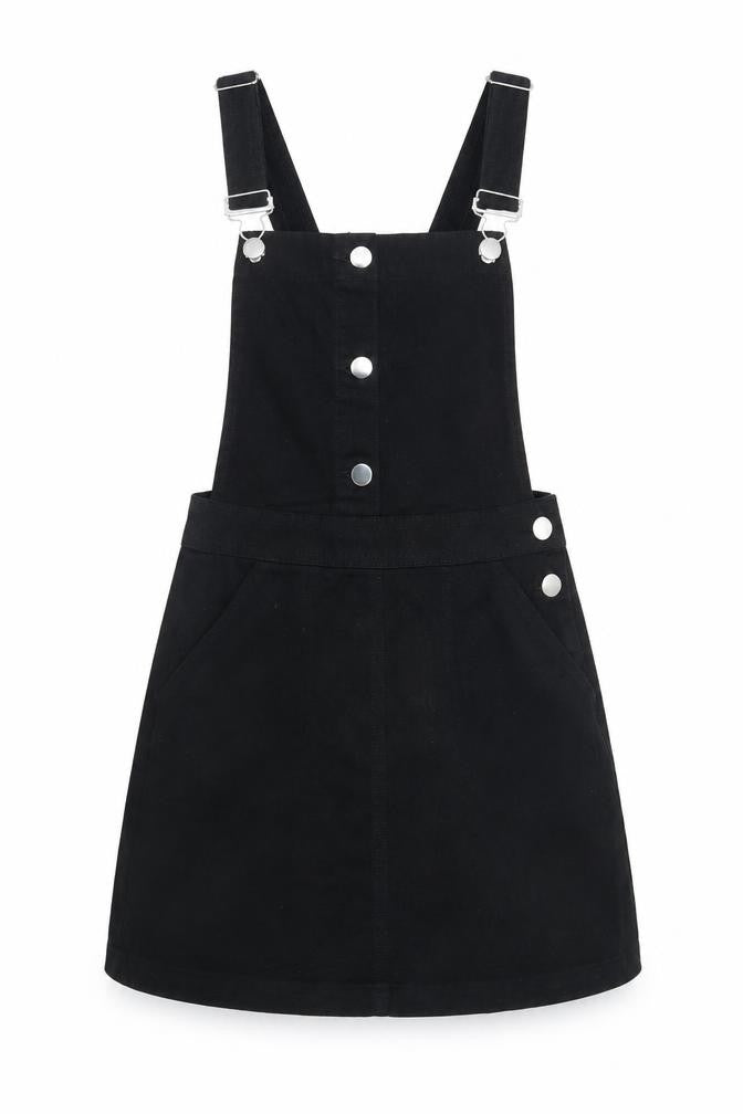 H&M Women Black Pinafore Dress Size 8 Casual