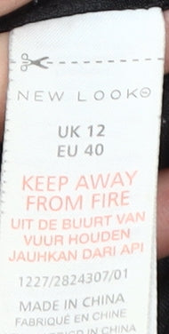 New Look Black Leather Motorcycle Jacket Women Size 12