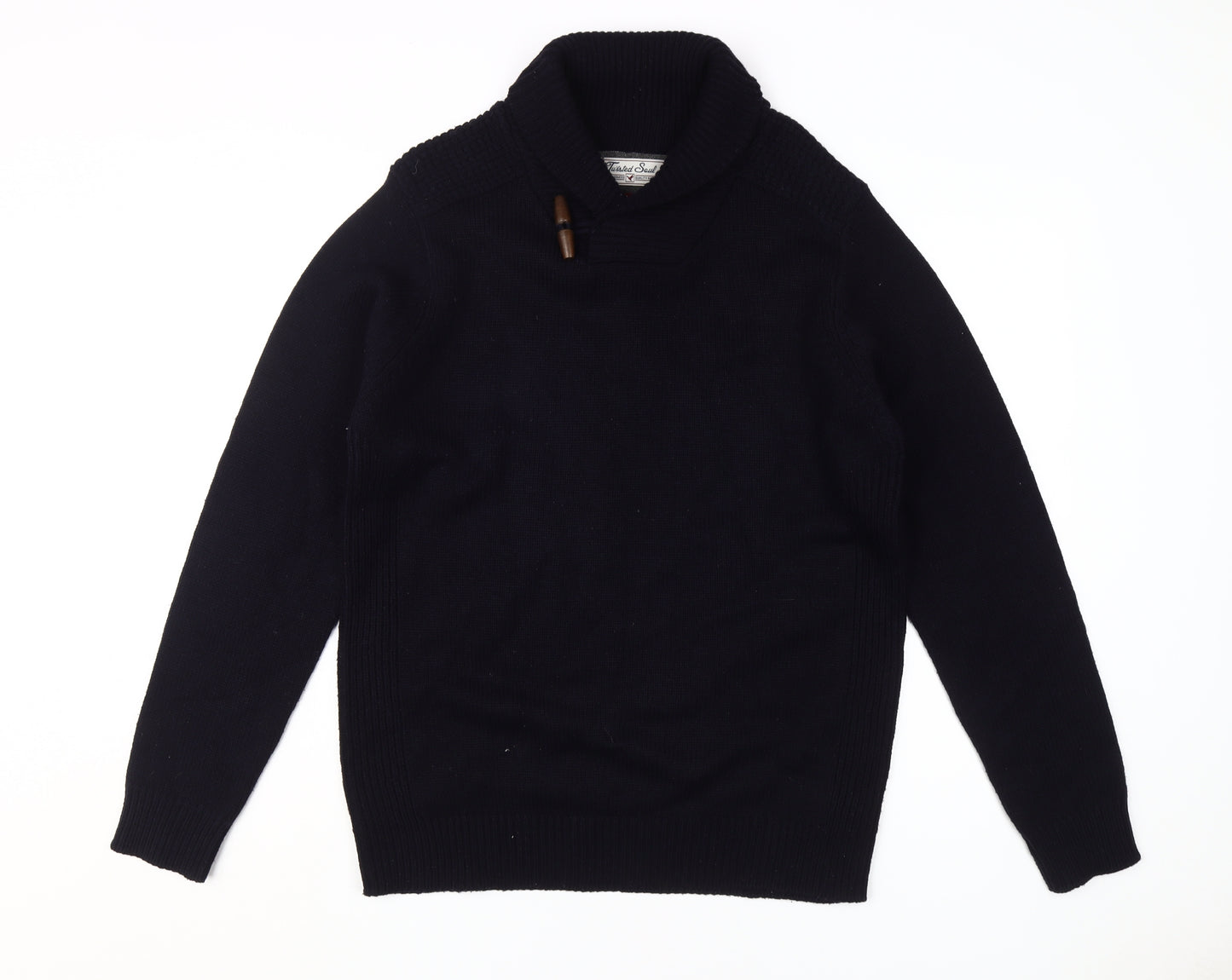 Twisted Soul Men's Black Roll Neck Pullover, L - Classic Warm