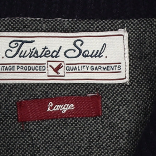 Twisted Soul Men's Black Roll Neck Pullover, L - Classic Warm