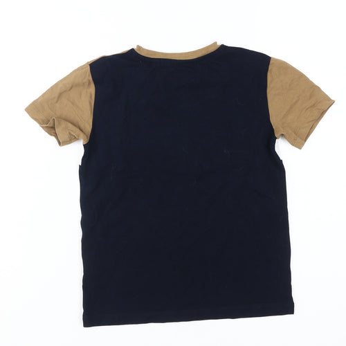 Next Boys Colourblock T-Shirt Brown White Black Size 7 Years