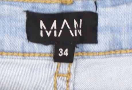 MAN Blue Denim Chino Shorts - Men's Size 34