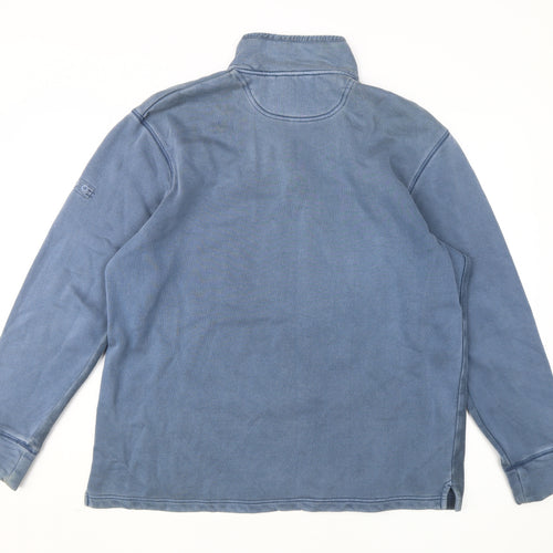 BHS Men's Blue Mock Neck Pullover Sweatshirt - M
