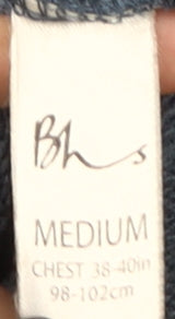 BHS Men's Blue Mock Neck Pullover Sweatshirt - M