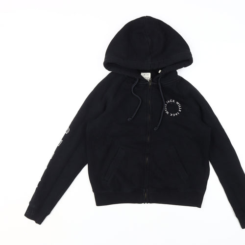 Jack Wills Women's Black Full Zip Hoodie Size 8