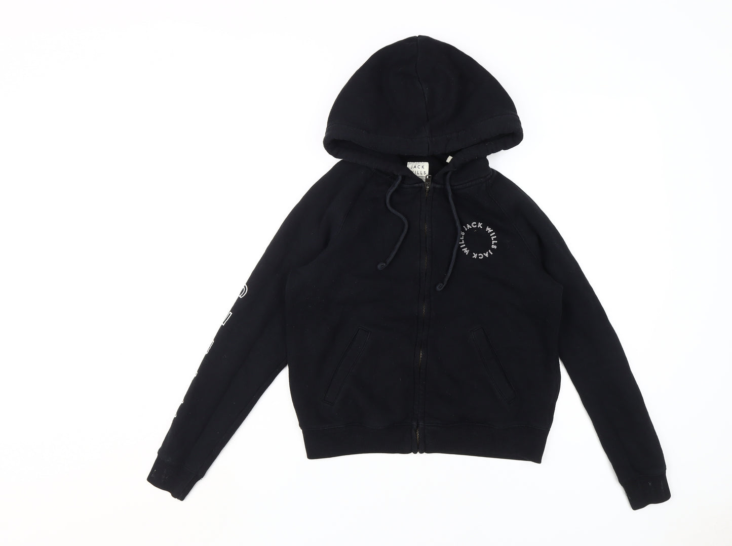 Jack Wills Women's Black Full Zip Hoodie Size 8