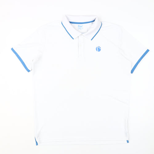 Crivit Men's White Polo Shirt L, Short Sleeve, Polyester