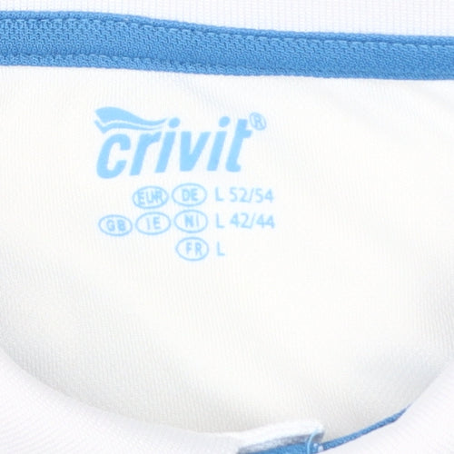 Crivit Men's White Polo Shirt L, Short Sleeve, Polyester