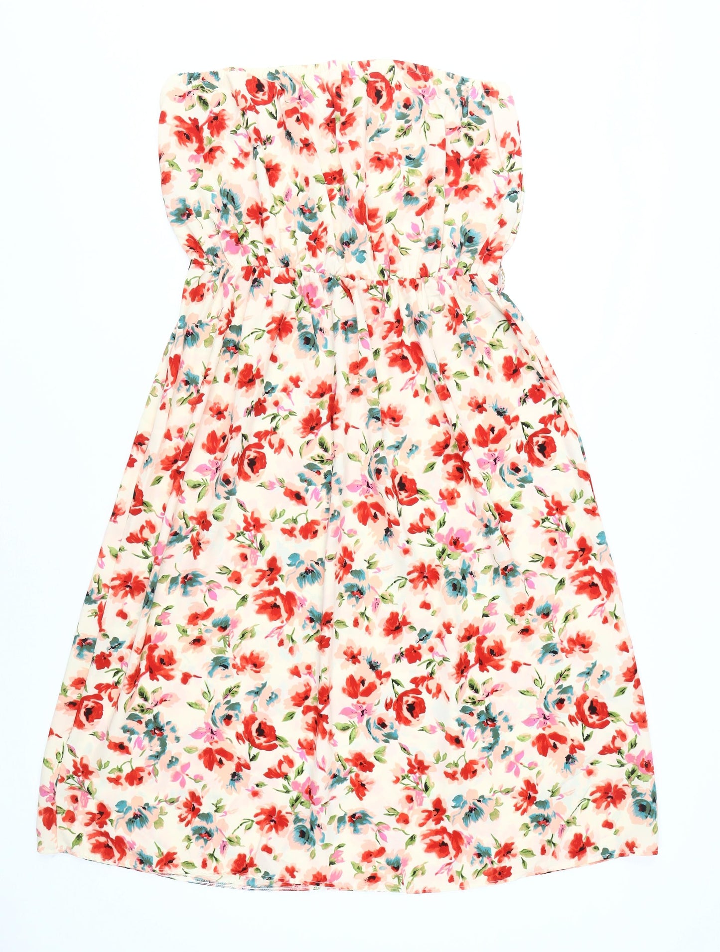 New Look Women's Multicoloured Floral Strapless Dress Size 18
