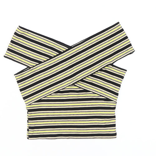 Miss Selfridge Women's Striped Off Shoulder Crop Top