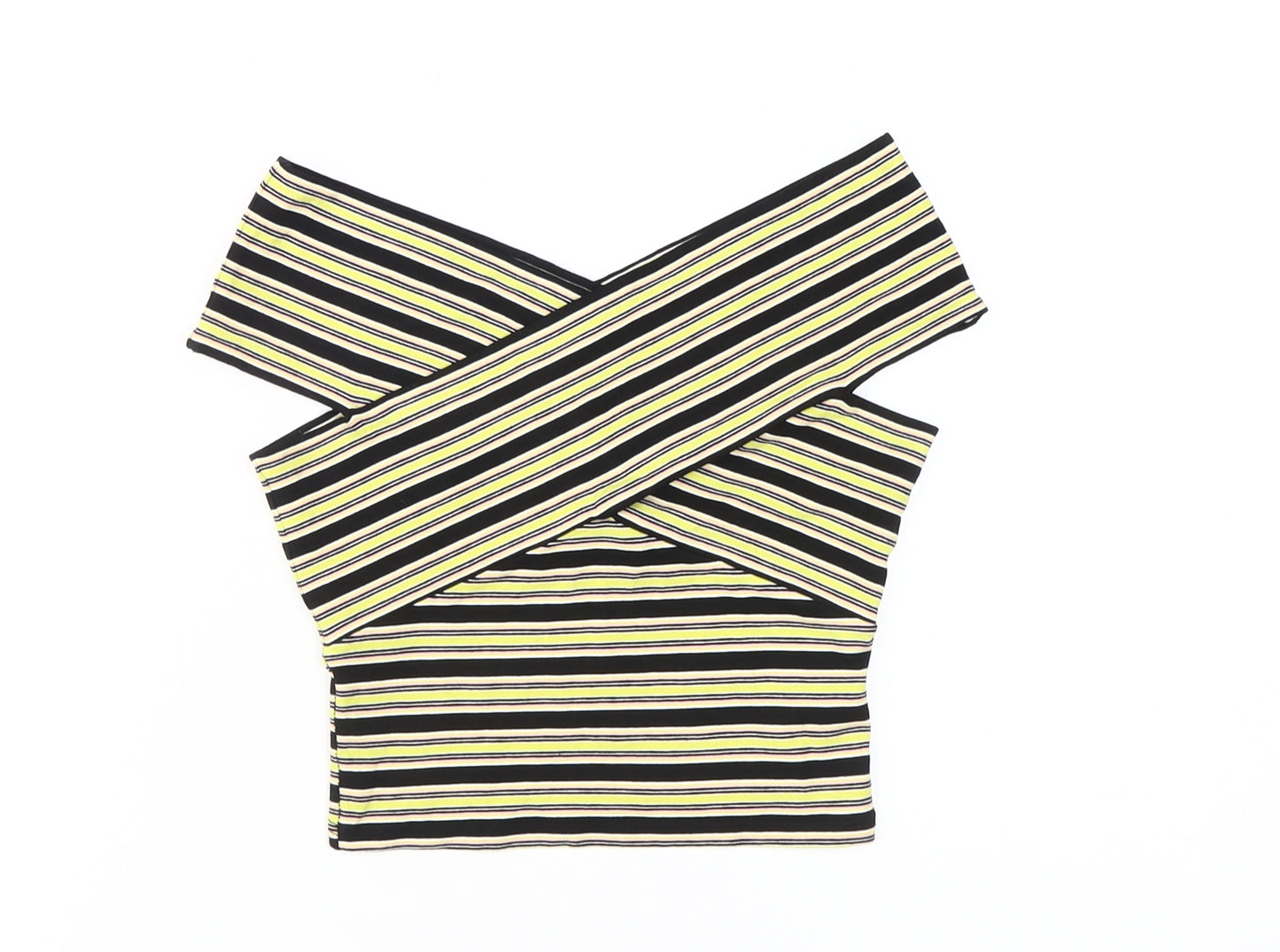 Miss Selfridge Women's Striped Off Shoulder Crop Top