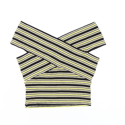 Miss Selfridge Women's Striped Off Shoulder Crop Top