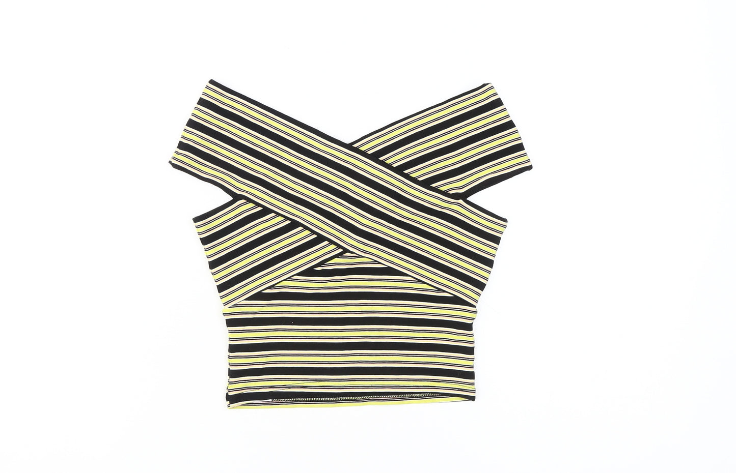 Miss Selfridge Women's Striped Off Shoulder Crop Top