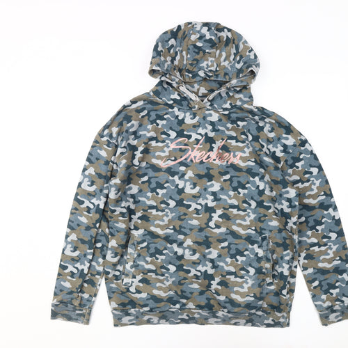 Skechers Girls Camo Hoodie, Multicoloured, 14-15Y, Cotton Pullover