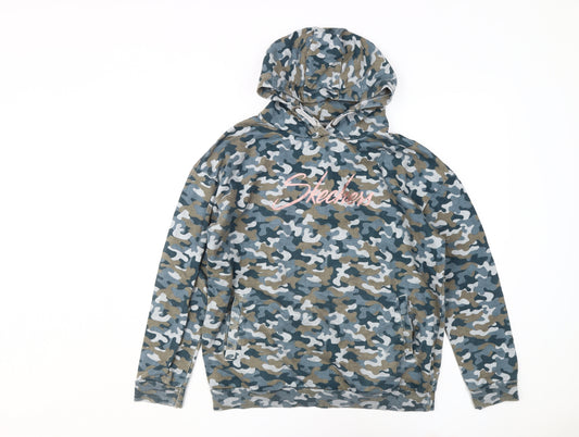 Skechers Girls Camo Hoodie, Multicoloured, 14-15Y, Cotton Pullover