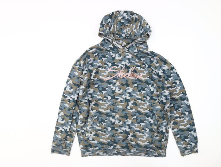 Skechers Girls Camo Hoodie, Multicoloured, 14-15Y, Cotton Pullover