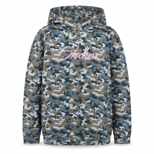 Skechers Girls Camo Hoodie, Multicoloured, 14-15Y, Cotton Pullover
