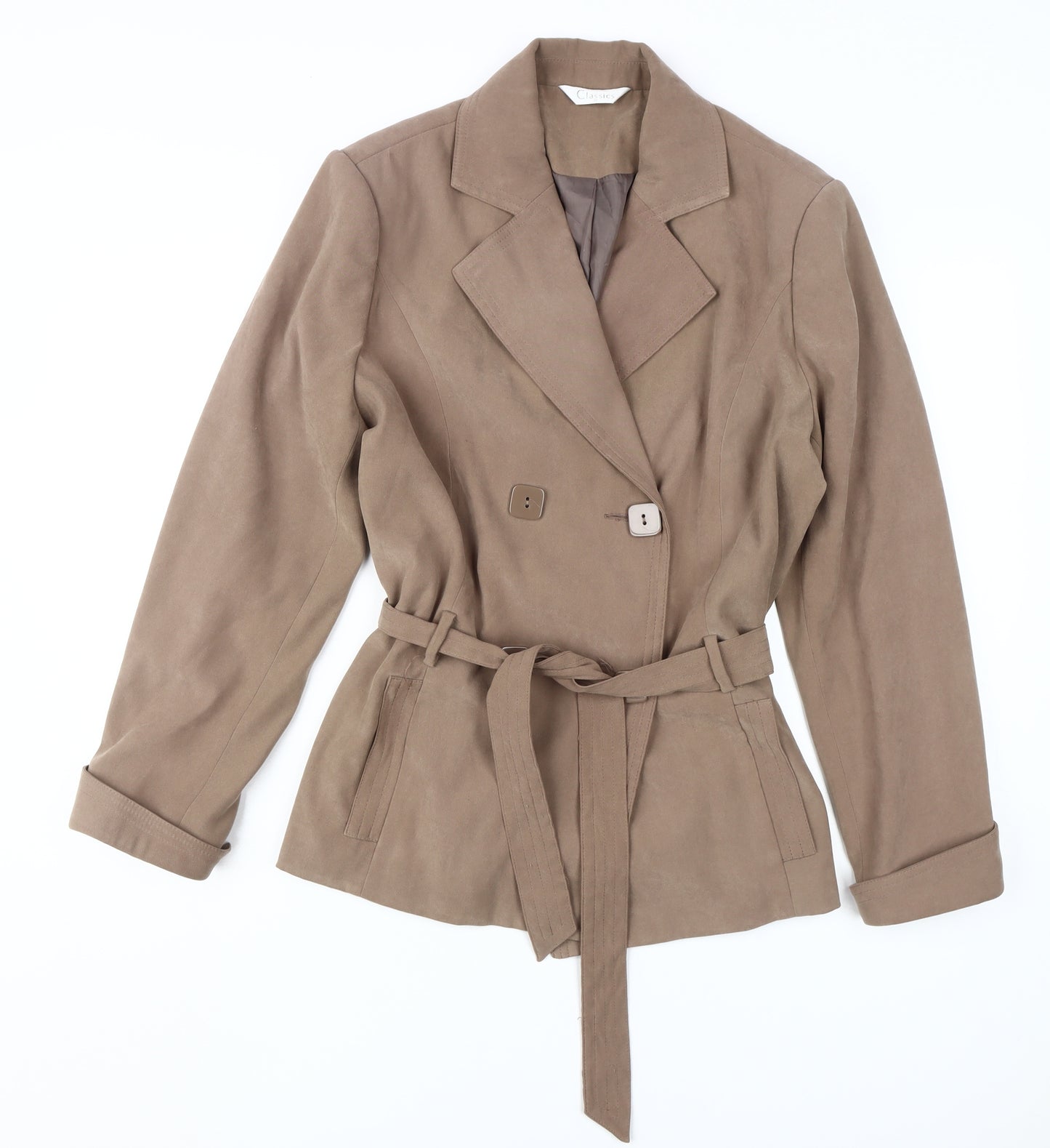 Classics Women's Brown Belted Trench Jacket Size 18