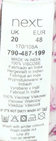 Next Women's Pink Floral A-Line Midi Dress, Size 20