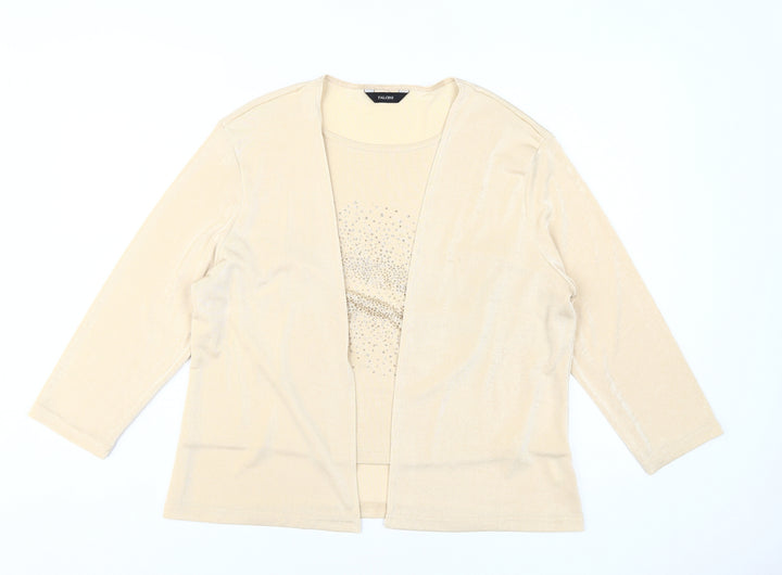 Falconi Women's Beige Blouse Size 18 Glitter Accent