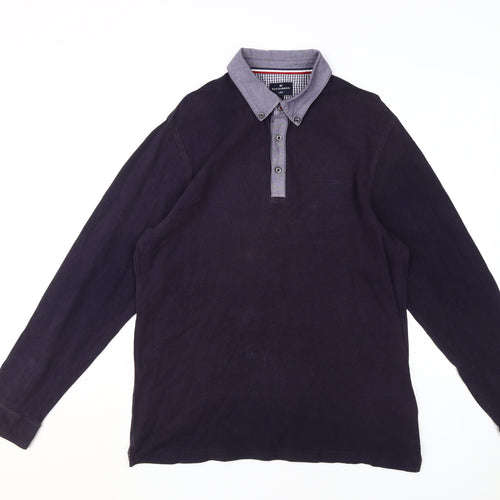Marks and Spencer Men's Purple Long Sleeve Polo Shirt M