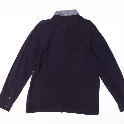 Marks and Spencer Men's Purple Long Sleeve Polo Shirt M