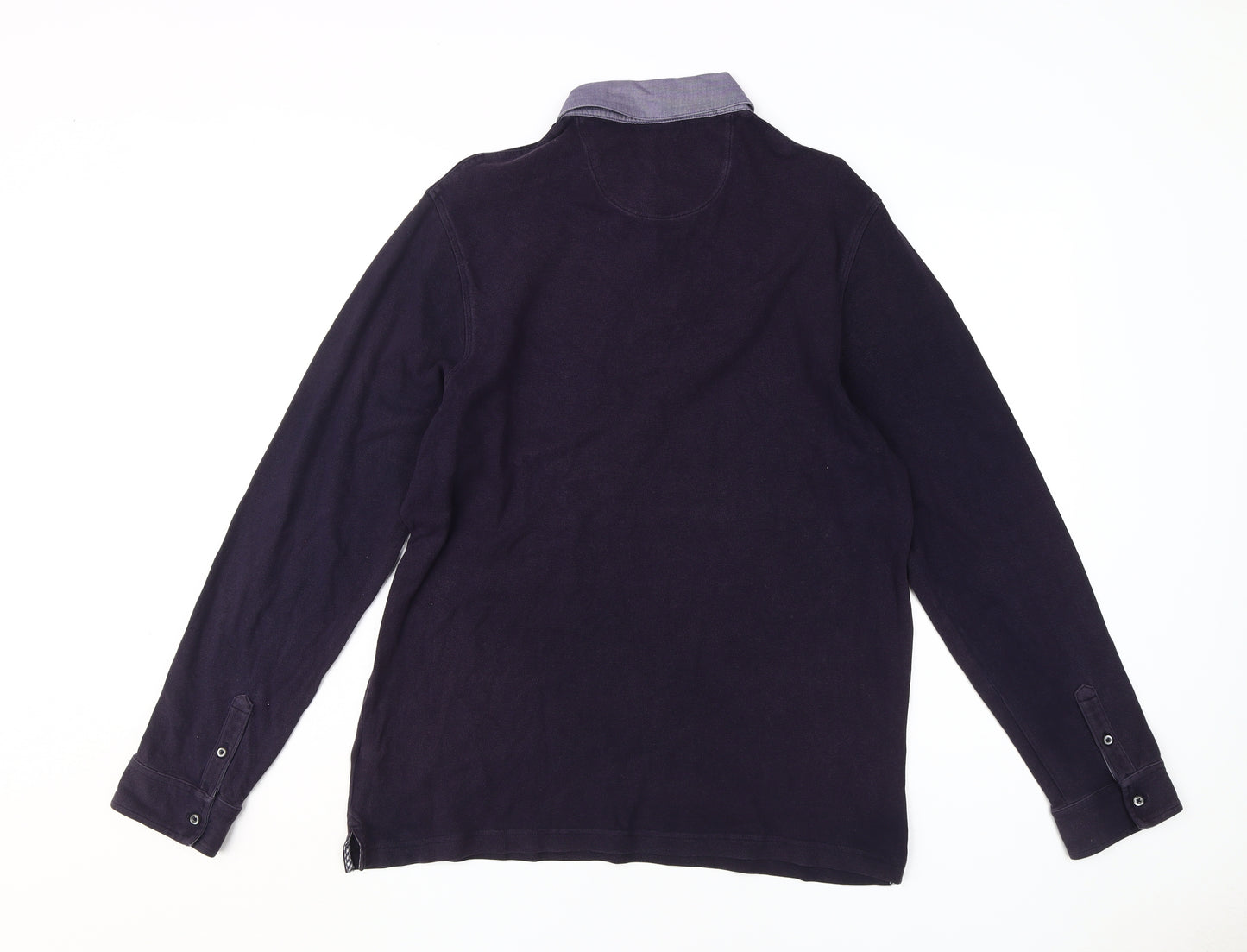 Marks and Spencer Men's Purple Long Sleeve Polo Shirt M