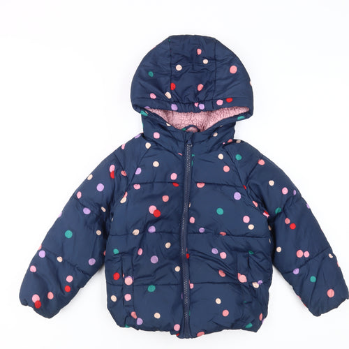 Marks and Spencer Girls Blue Polka Dot Puffer Jacket 3-4 Years