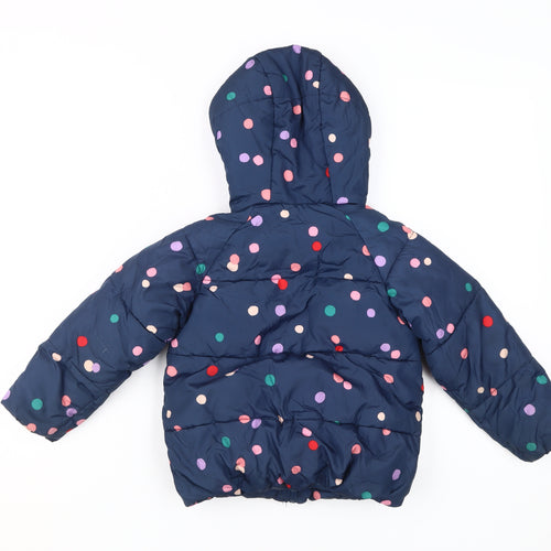 Marks and Spencer Girls Blue Polka Dot Puffer Jacket 3-4 Years
