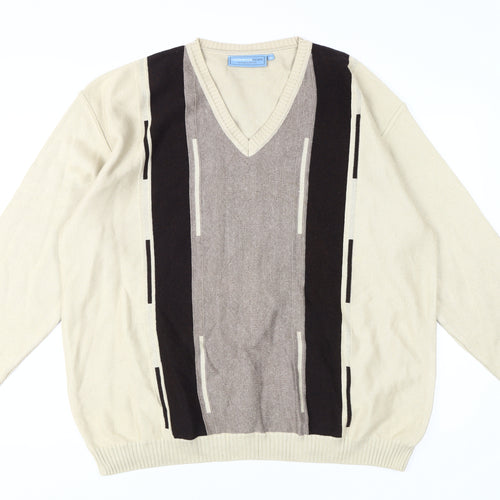 Green Woods Escape Men's Beige XL V-Neck Pullover Jumper