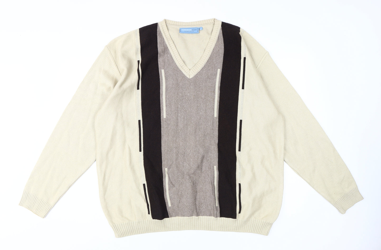 Green Woods Escape Men's Beige XL V-Neck Pullover Jumper