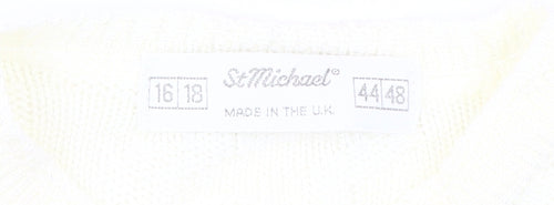 St Michael Women's White Cardigan Size 16 Knitwear