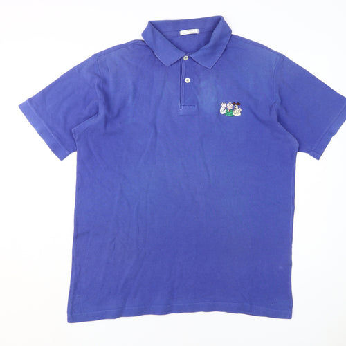 Marks and Spencer Men's Blue Polo Shirt XL Cotton